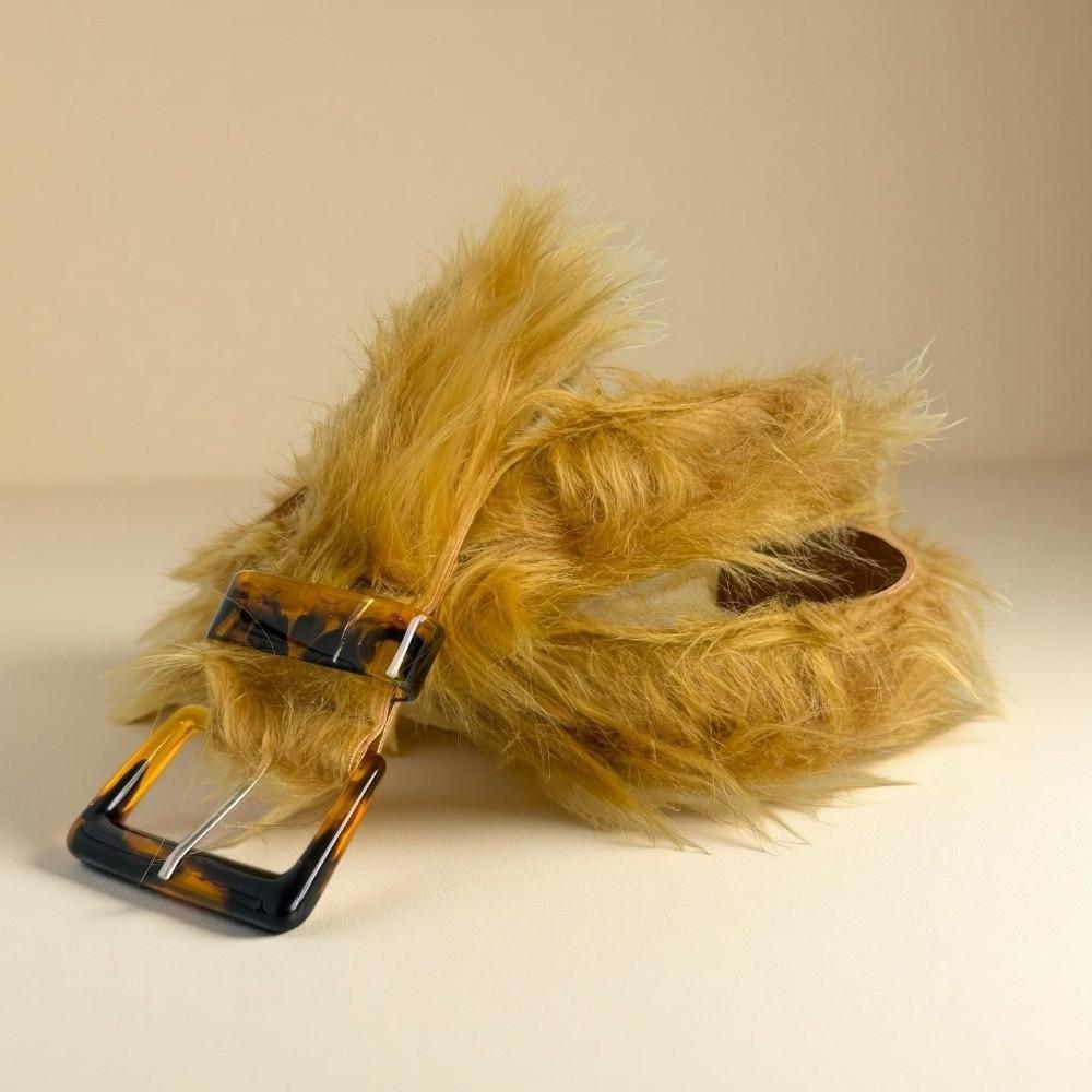 Versatile Design Faux Fur Waistband Pin Buckle Vintage Waist Seal Punk Fluffy Waist Belt Unisex