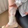 White Lace Lace-up Stockings for Women, Long Tube Stockings with Leg Covers, Suitable for Boots, Spring and Autumn Trendy Ballet-style Calf Socks