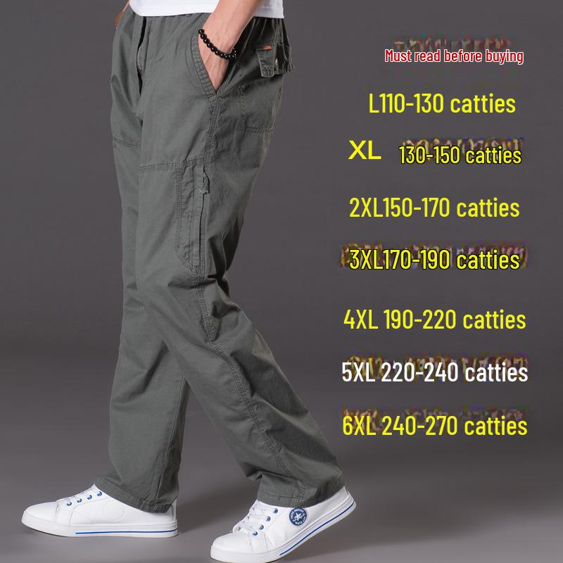 

Мужские летние рабочие брюки из стираного хлопка, повседневные, с несколькими карманами, большие размеры M-6XL 3XL (180-200 kg)