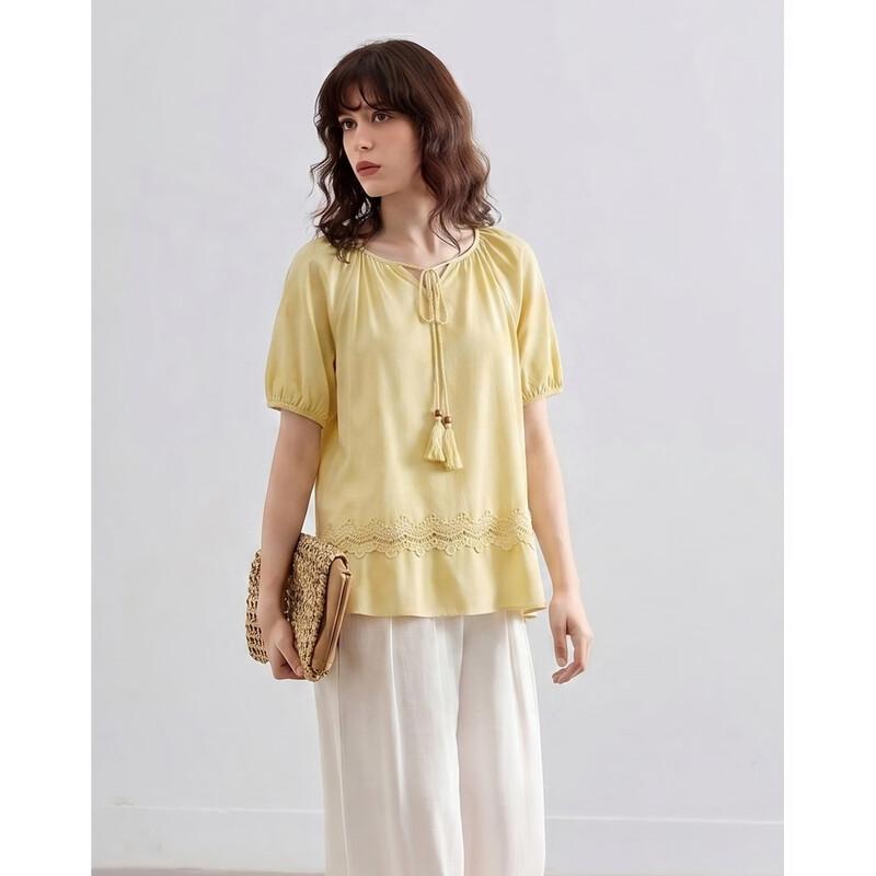 Demana Pure Cotton Lace Ruffle Blouse