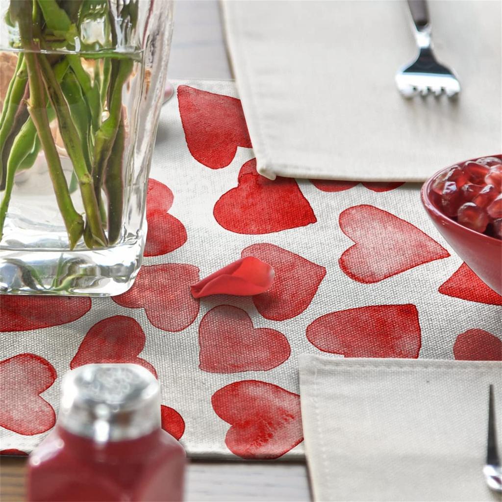 Wiwilys Valentinstag-Tischläufer, Urlaub, Küche, Esstisch, Dekoration für drinnen und draußen, Zuhause, Party, Dekoration