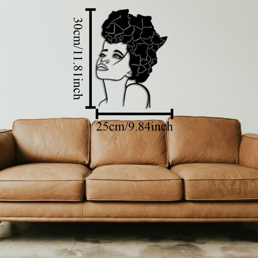 African Woman Metal Wall Art, Natural Hair Silhouette, Black Queen Home Decor, Afrocentric Gift, Modern Feminine Sculpture 12in чёрный