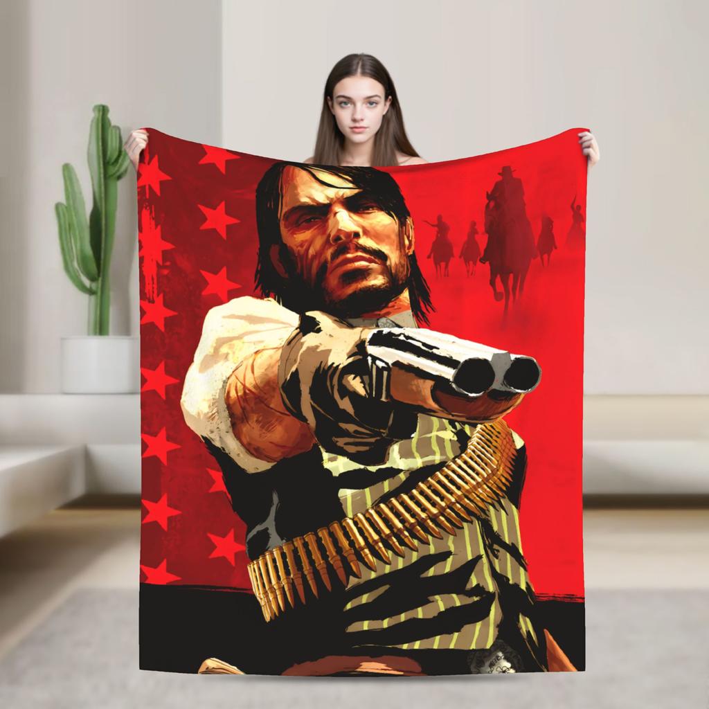 Warm Soft Blanket Travel Office Arthur Morgan  RDR 2 West Cowboy Vintage Bedding Throws  Flannel Bedspread For Sofa Bed Cover