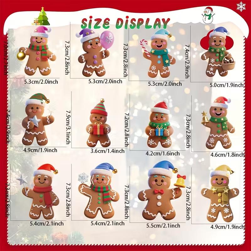 

12pcs Christmas Gingerbread Man Ornaments Xmas Tree Wooden Hanging Pendants 2026 New Year Party Home Decoration Kids DIY GIft