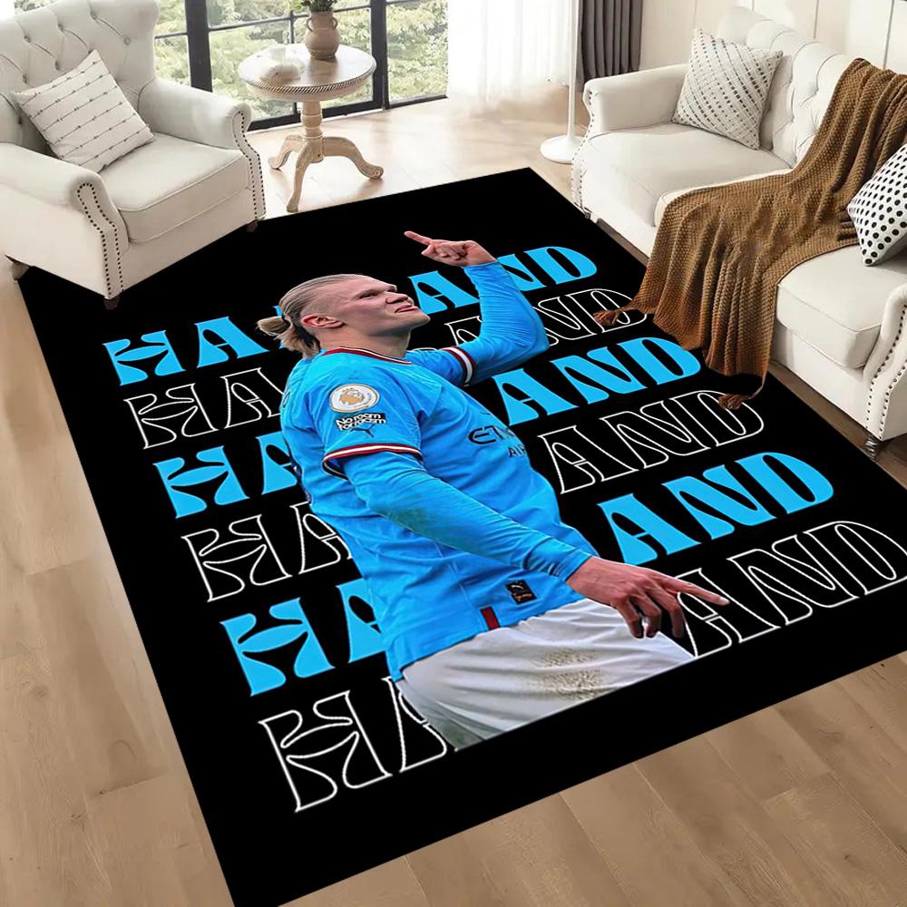 Haaland Fan Square rugs are a great choice for living rooms, bedrooms, home décor, and as gifts.