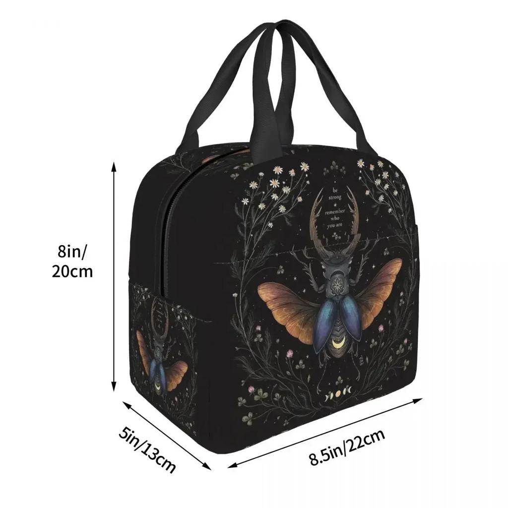 Gothic Death Moth Occult Witchcraft Insulated Lunch Bag for Women Cooler Thermal Food Box Tote Portable Lunch Boxes Container
