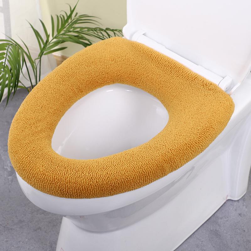 Winter Warm Toilet Seat Cover Thickened Soft Toilet Seat Cover Washable Mat , Toilet Lid Pad Bidet Cover Bathroom Accessories жёлтый