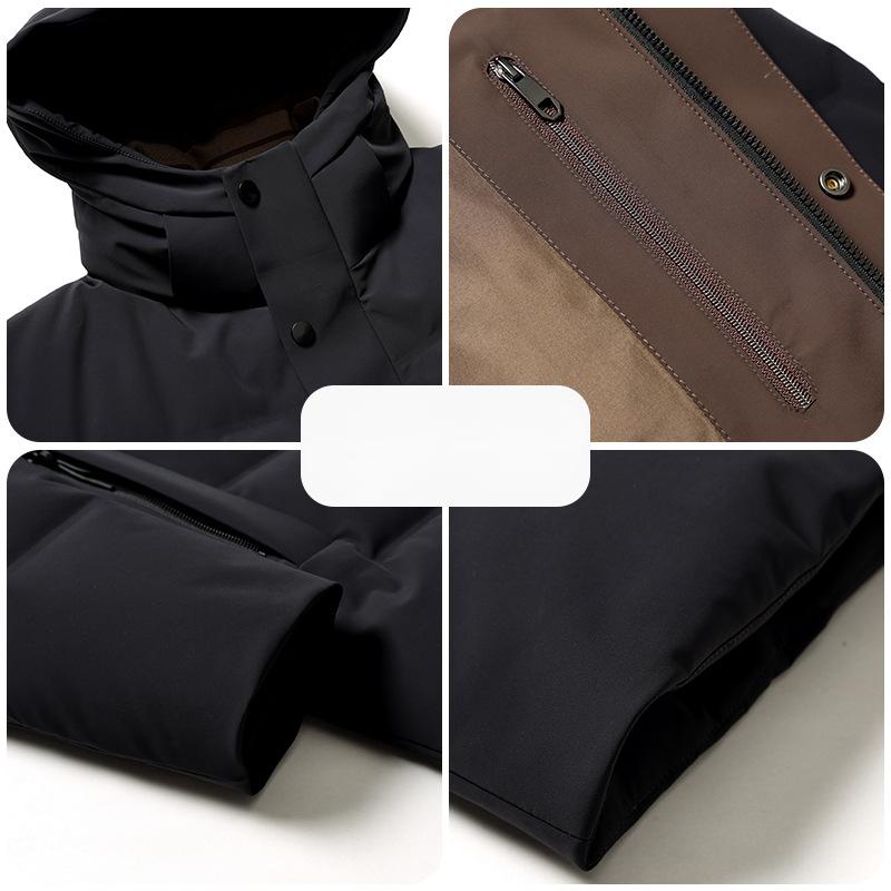 Thickened Mid-length Down Jacket for Men Autumn and Winter Simple Hooded Casual Down Jacket