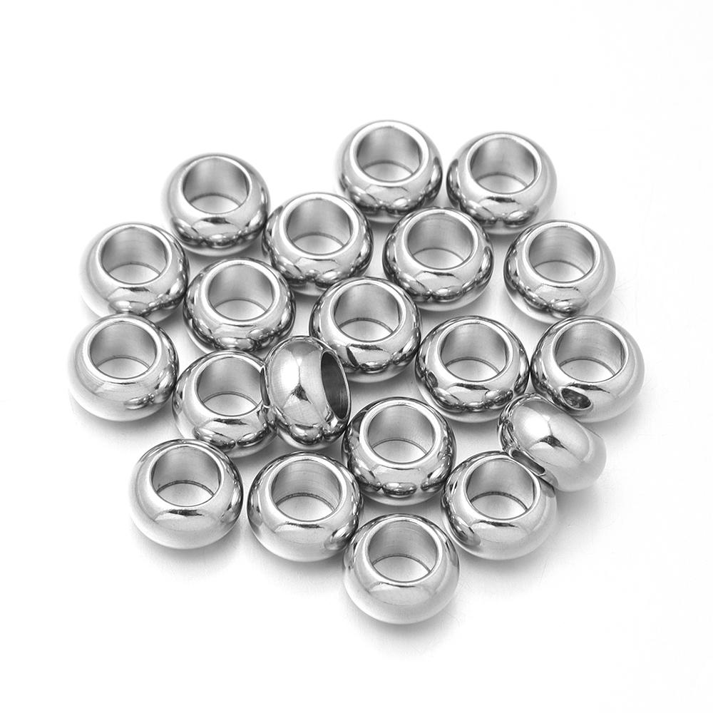20pcs Stainless Steel Spacer Beads High Quality Big Hole Loose Beads For DIY Bracelet Necklace Jewelry Accessory 6/7/8/9/10/12mm