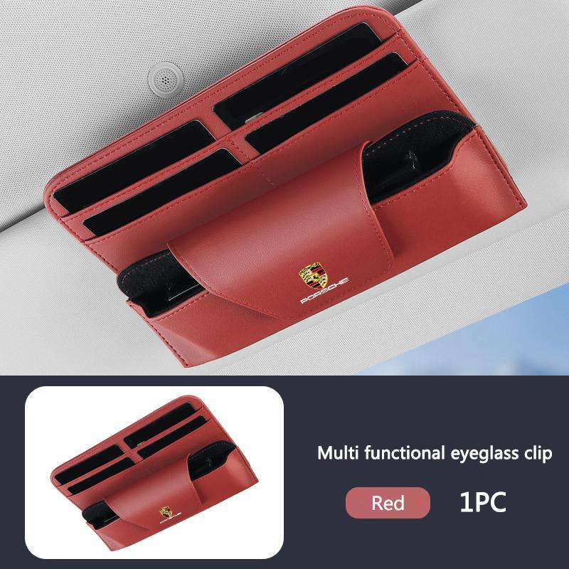 

Car Sun Visor Glasses Storage Box Sunglasses Holder For Porsche Panamera Taycan 911 718 Macan Cayenne Boxster Cayman Accessories