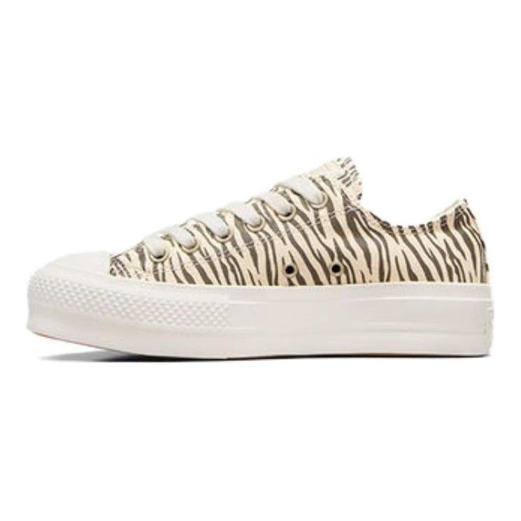 Converse Chuck Taylor All Star Lift Low Zebra Print Women Sneakers Cream Egret Engine-Smoke A10959C