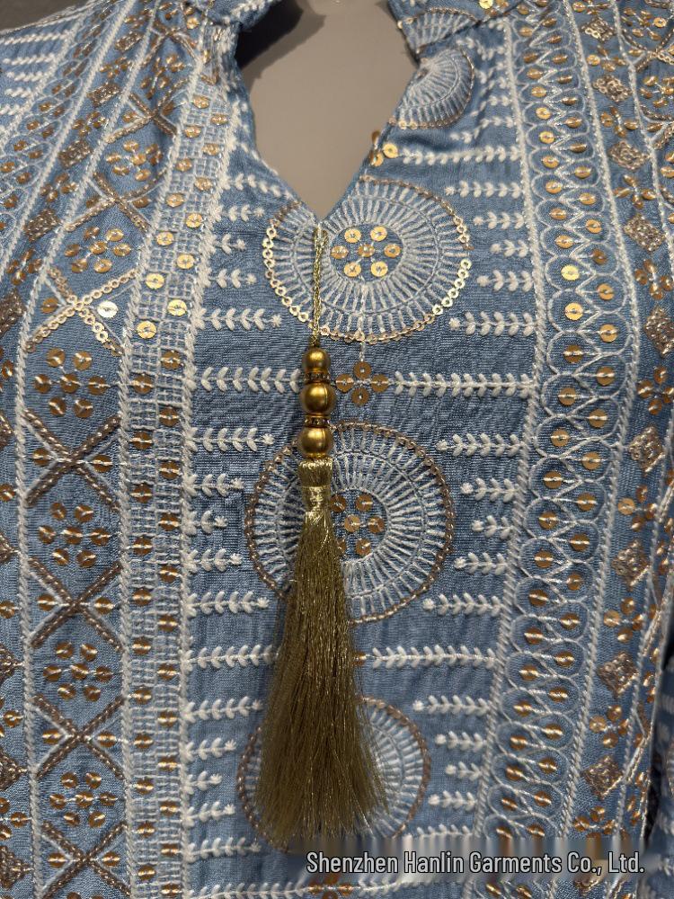 Elegante Abaya da Sera Ricamata con Paillettes L223 Mediorientale per Donne Musulmane