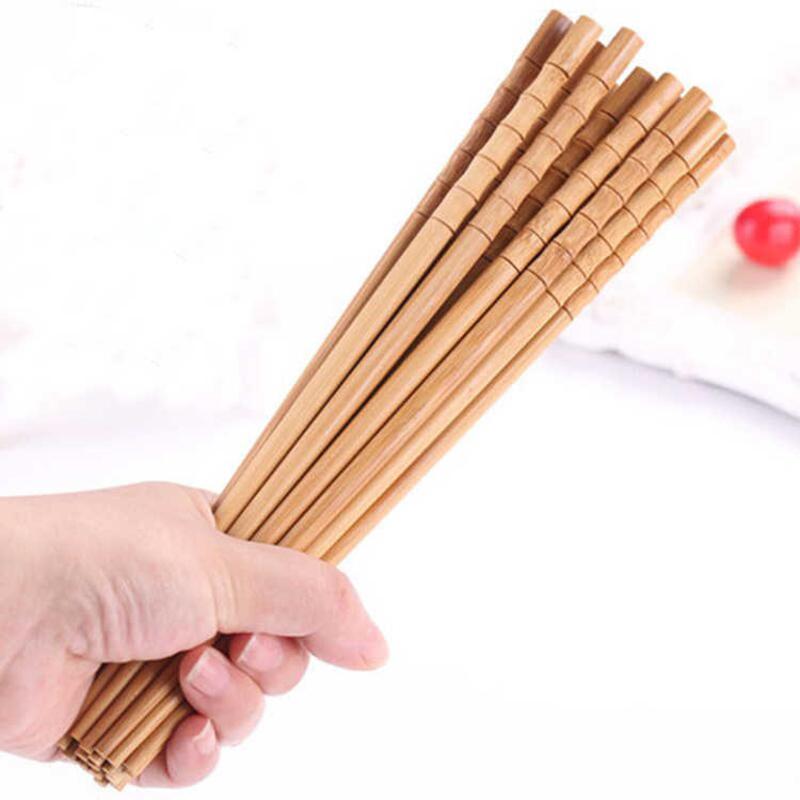 10/50 Pair Natural Bamboo Wood Carbonization Chopsticks Reusable Bamboo Joint Chopstick Chopsticks Healthy Chinese Dinnerware