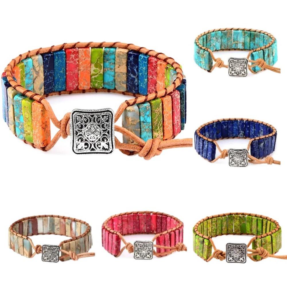 

Hand Jewelry Beads Braided Bracelets Colorful Bohemian Style Bangle Rainbow Stone Bracelet Women білий