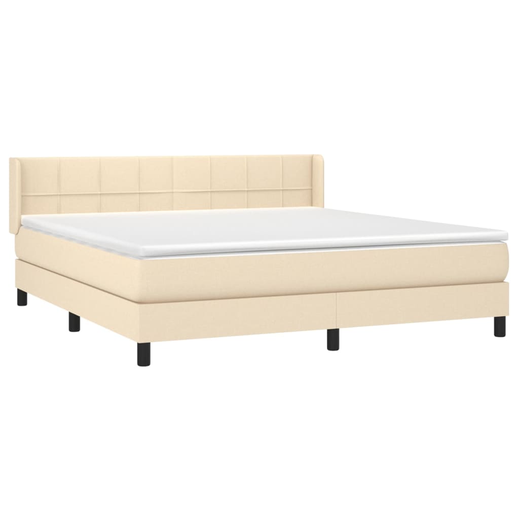 Vidaxl Continental Bed with Mattress, Cream, Fabric, 160X200 Cm