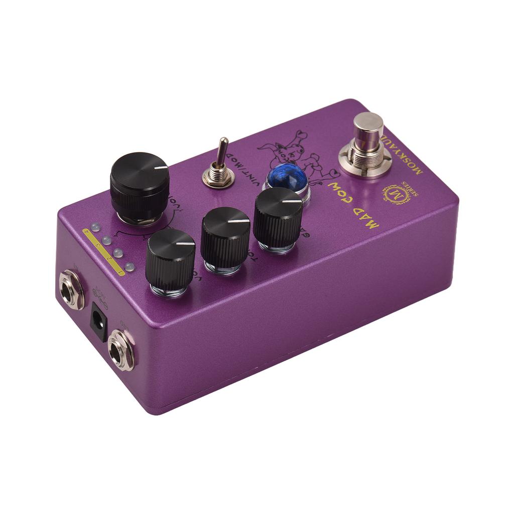 MOSKYAUDIO MAD COW Guitar Distortion Effects Pedal GAIN/VOL/TONE/VINT/MOD/4-Mode Knob DC 9V 6.35mm