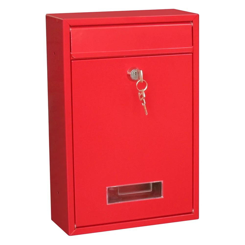 Lockable Wall-Mounted Iron Letter Box - with Key/Password, Outdoor Mailbox for Wall (WF)