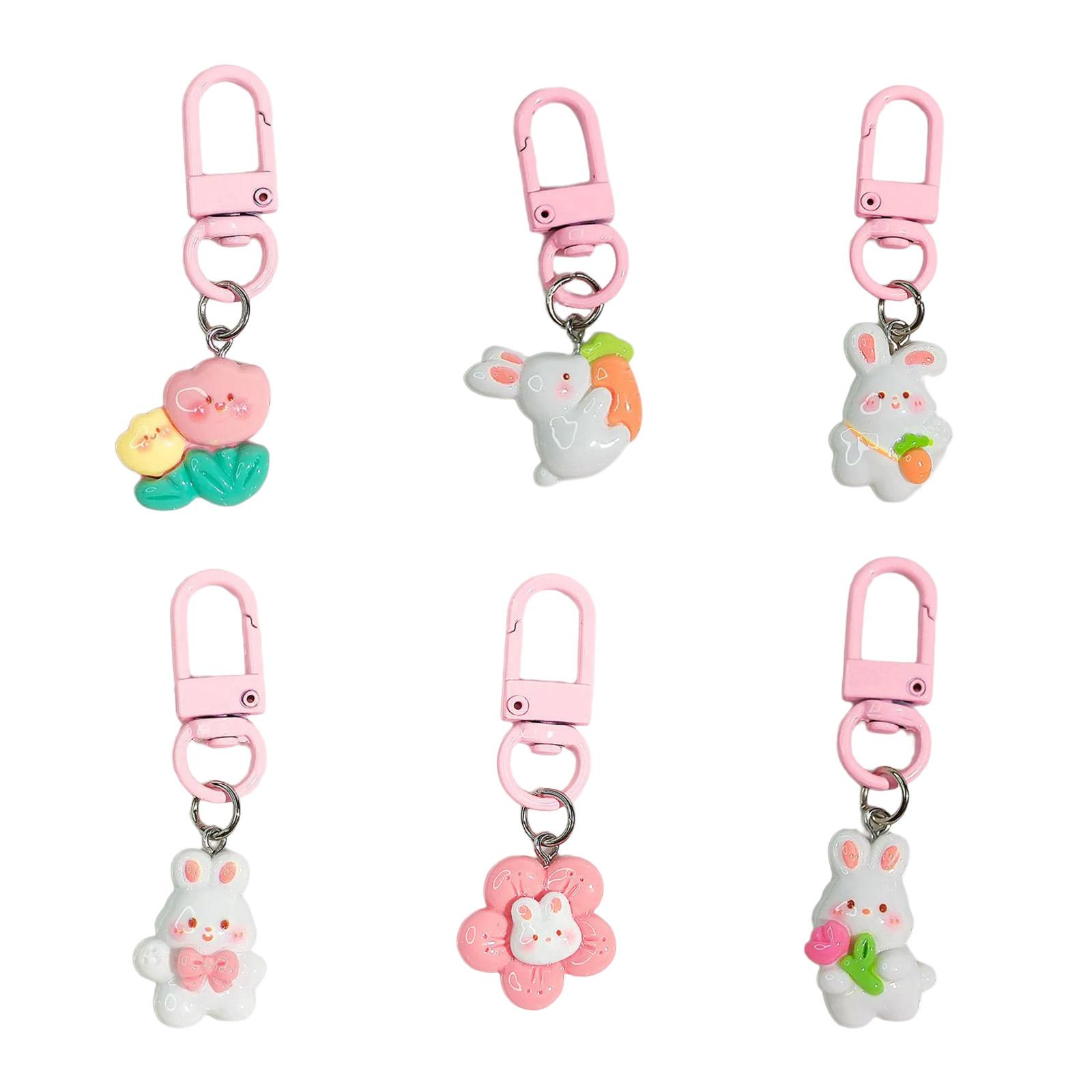 

Набор из 6 милых брелоков в виде кроликов, изысканный подвес для сумки для студентов и пар, с дизайном в виде цветка и редиса