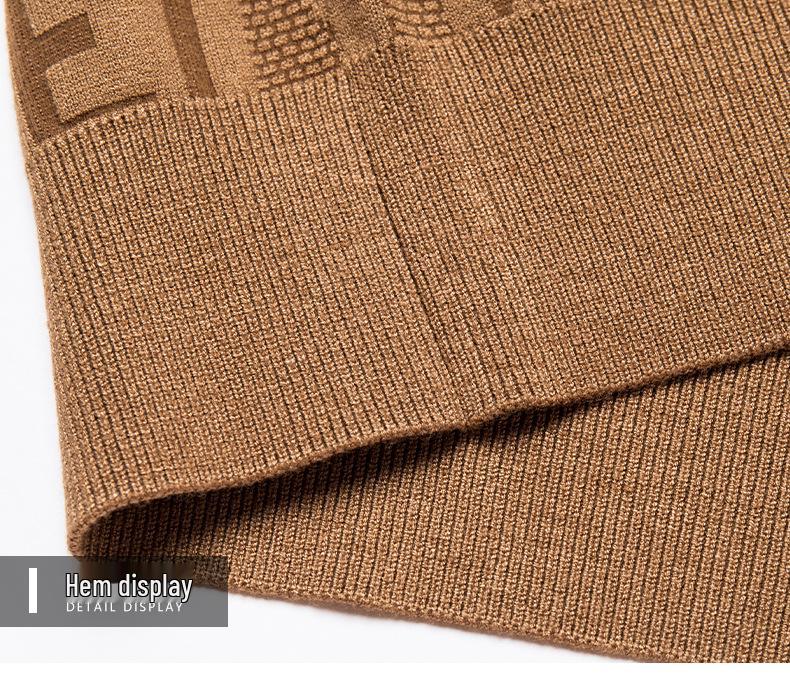 Men's Casual Light Jacquard Knitted Pullover Sweater - Long Sleeve, Round Neck (Autumn/Spring)