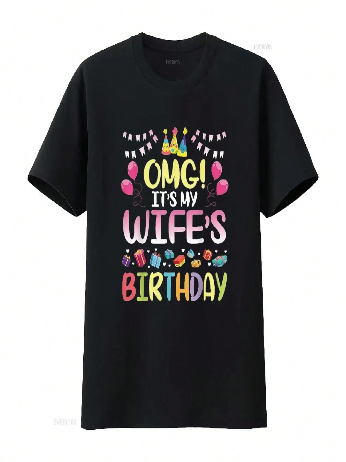 unisex OMG It S My Wife Birthday Happy To Me You Husband T Shirt Black 4XL Vintage Washed Homme Streetwear Fashion Casual S разноцветный