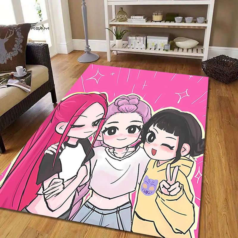 Pink Friends Style Crystal Velvet Rug, Soft Anti‑Slip Crystal Velvet Carpet for Living Room Bedroom Home Decor