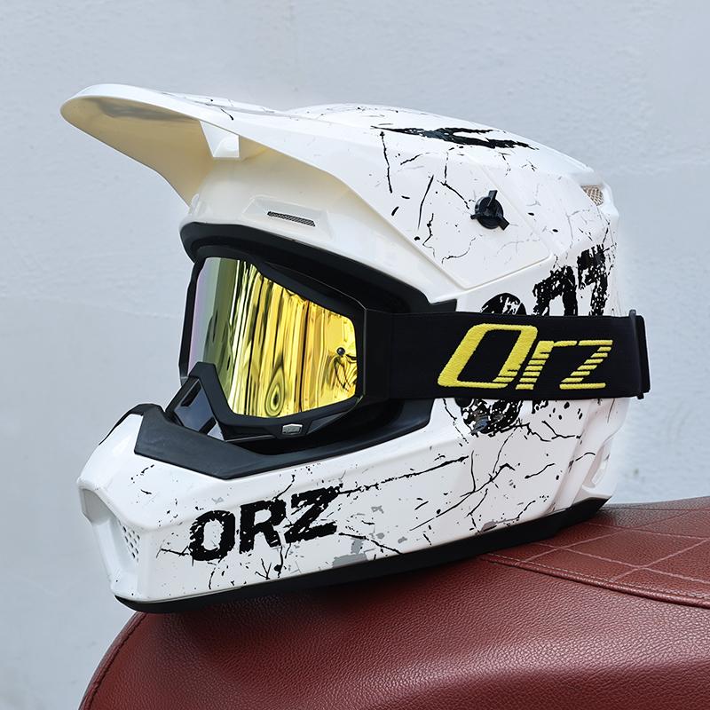 ORZ-903-Unisex All Weather Motocross Helmet with Goggles, Reinforced ABS DOT Standard Ventilated Off Road Safety Helmet