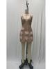 2025 European & American Women's Feather Suspender Dress - Deep V Neck, Sexy Nightclub Party Style