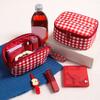 Cute Red Purple Plaid Handbag Zipper Travel Portable Cushion Case & Makeup Pouch Small Large Toiletry Cosmetic Bag for Women