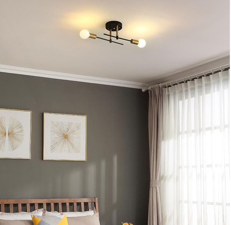 Nordic Wrought Iron Ceiling Light, Double Headed Bedroom Light, Hallway Light, Modern Study Entrance LED Ceiling Light