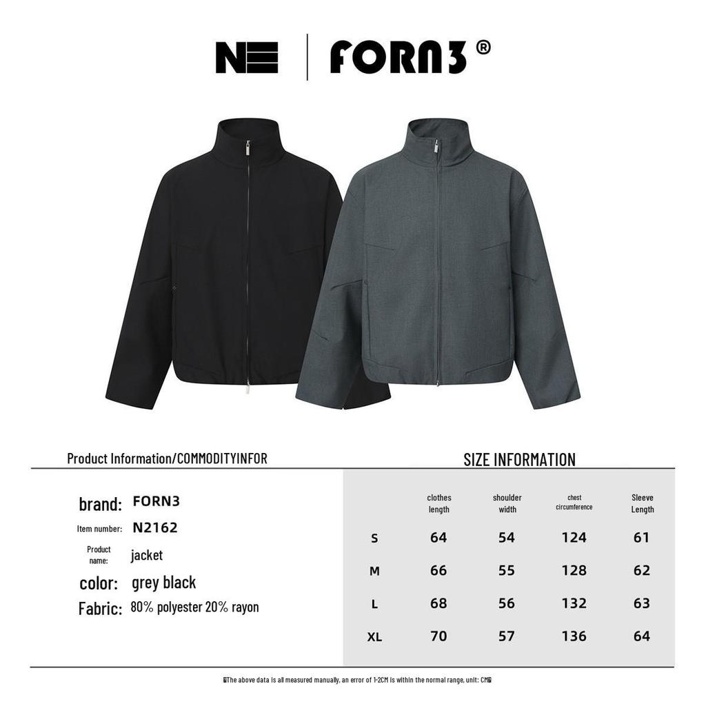 FORN3 Men's Trendy Autumn Stand-Up Collar Jacket - Cool, Loose, Versatile N2162