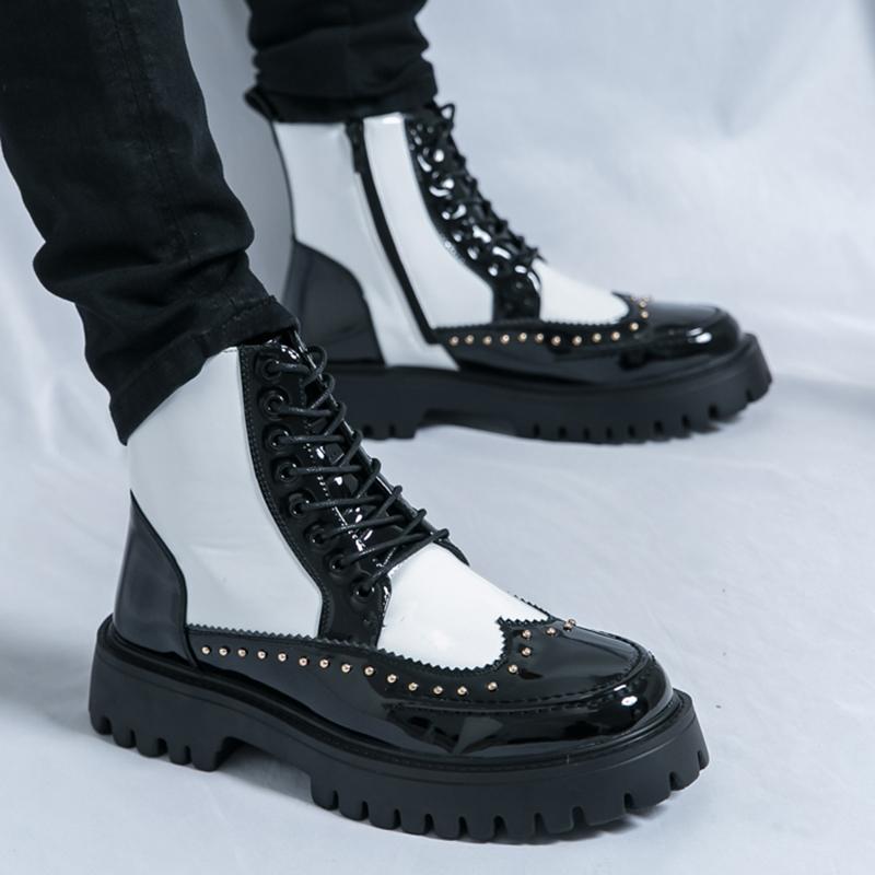 Men's High Quality Casual Platform Boots New Designer Shoes Men's Motorcycle Ankle Boots British High-end Men Boots Botas Hombre