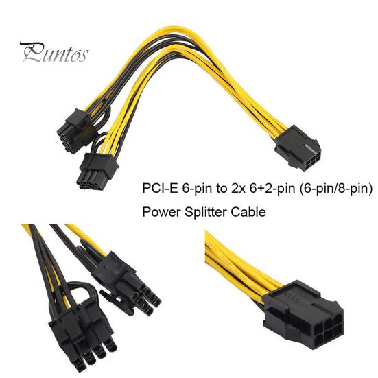 Portable Cable PCI-E 6-pin to 2x 8-pin GPU Graphics Video Card Extension Cord Power Splitter PCI Express