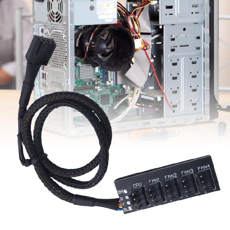 PC Fan Adapter Hub with 5 PWM Connection Splitter Port for Multiple Cooling Fan Control Adjustable