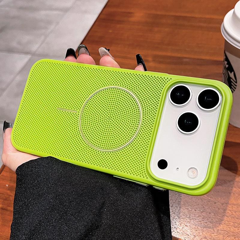 Applicable to Apple 17ProMax mobile phone case, breathable heat dissipation, thin ring magnetic suction iPhone17 ultra-thin anti-drop protective case