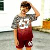 Gradient Zebra Color 67 Printed Kids T-shirt and Shorts 2 Piece Set Summer Casual Outfit for Boy's and Girl's Kids Clothing Top