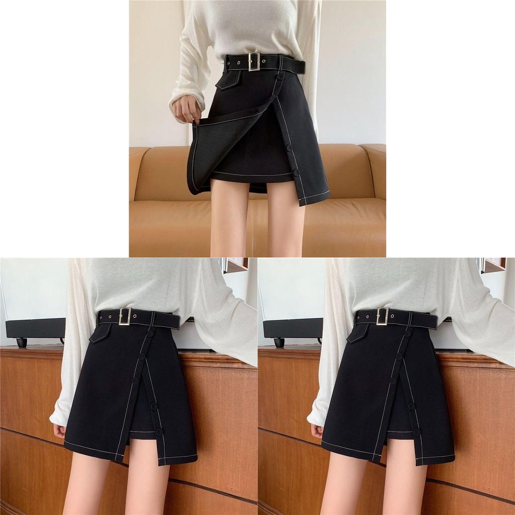 Elegant High Waist Slimming Short Skirt With Decorative Stitching For Women Spring Fashion