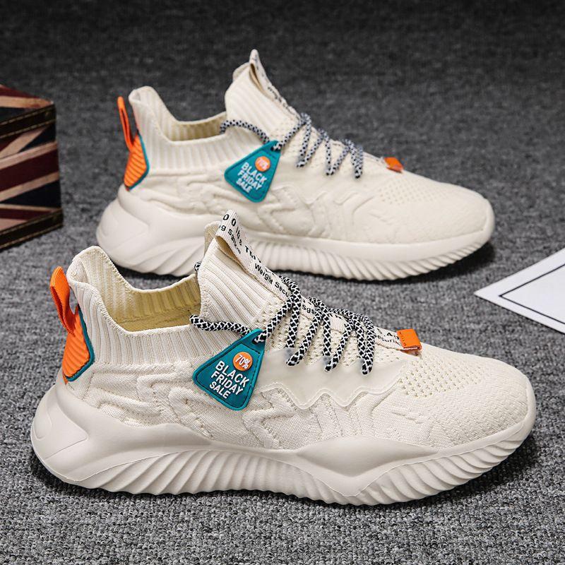 Summer Breathable Fly Knitting Sports Dad Men's Shoes Spring and Autumn Versatile Men's Deodorant Mesh Casual Running Coconut Tide Shoes