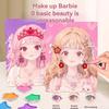 DIY Paper Art Craft Kits-3 in 1 Princess Makeup Kit with Diamond Painting Kits and Princess Dress Up Sticker Book Gifts for Girl