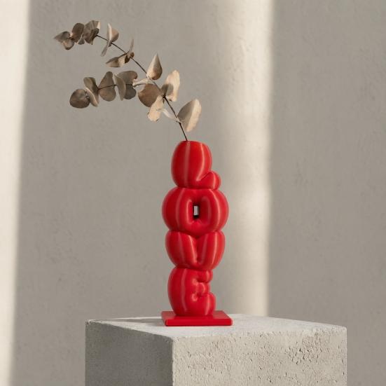 Decorative Flower Vase, Love Shape Design Letter Stacking Vase, 3D Printed Smooth Surface Ornament for Valentine Day Birthday Gifts Home Decor