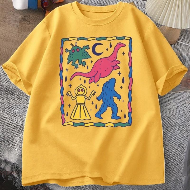 

Colorful Cryptids T Shirt Unisex Women Cute Animal Printed Tshirt Casual Cotton Round Neck Tshirt Harajuku Streetwear Clothes Tops 4XL