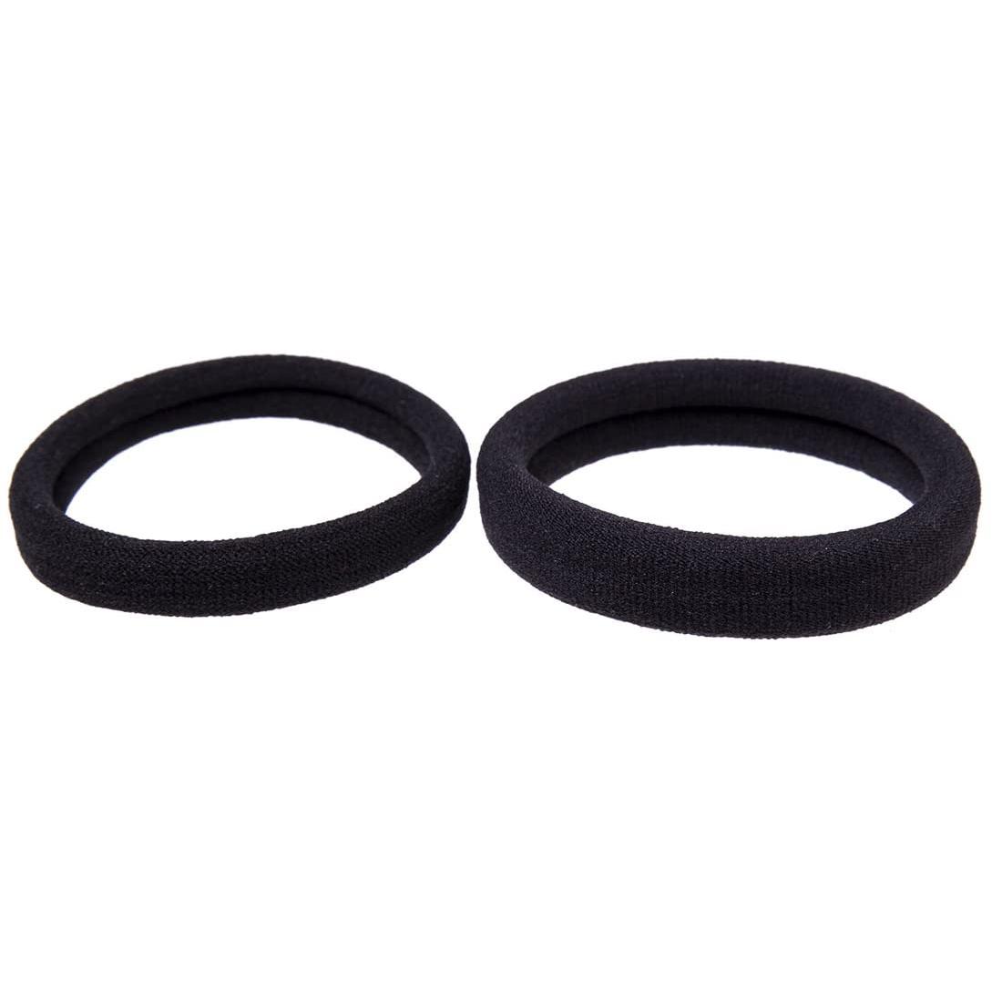 A95D-(20 Thick Black Hair Loops)-Elastic Hair Band, No Crease, Elastic Large Cotton Elastic, No Trace Ponytail Holder чёрный