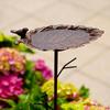 Outdoor Bird Bath Metal Elegant Vintage Design Weather Resistant Standing with Stake Water Bowl
