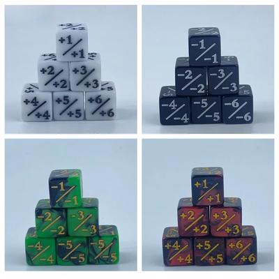 5 Stück/Set Würfelzähler, 5 positiv +1/+1 und 5 negativ -1/-1 für Magic The Gathering, Zahlen 1-6, Mathematik, Vorschulbildung, Würfelset