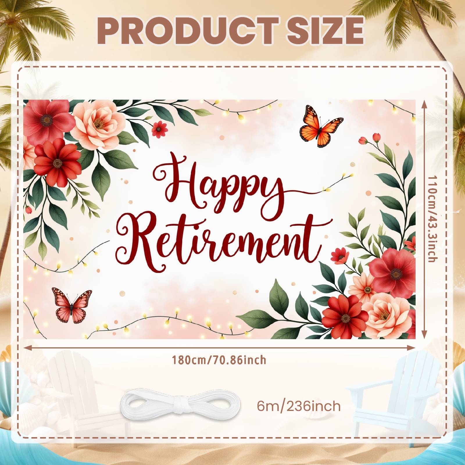 Retirement Farewell Backdrop Elegant Layout Retirement Occasion Display Retirement Celebration Background Red Script Font