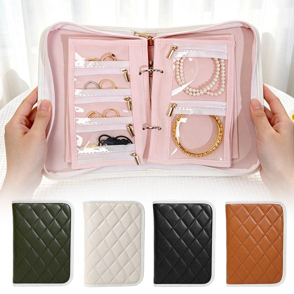 PU Leather Jewelry Packaging Box Zipper Closure Jewelry Organizer Case Home Storage