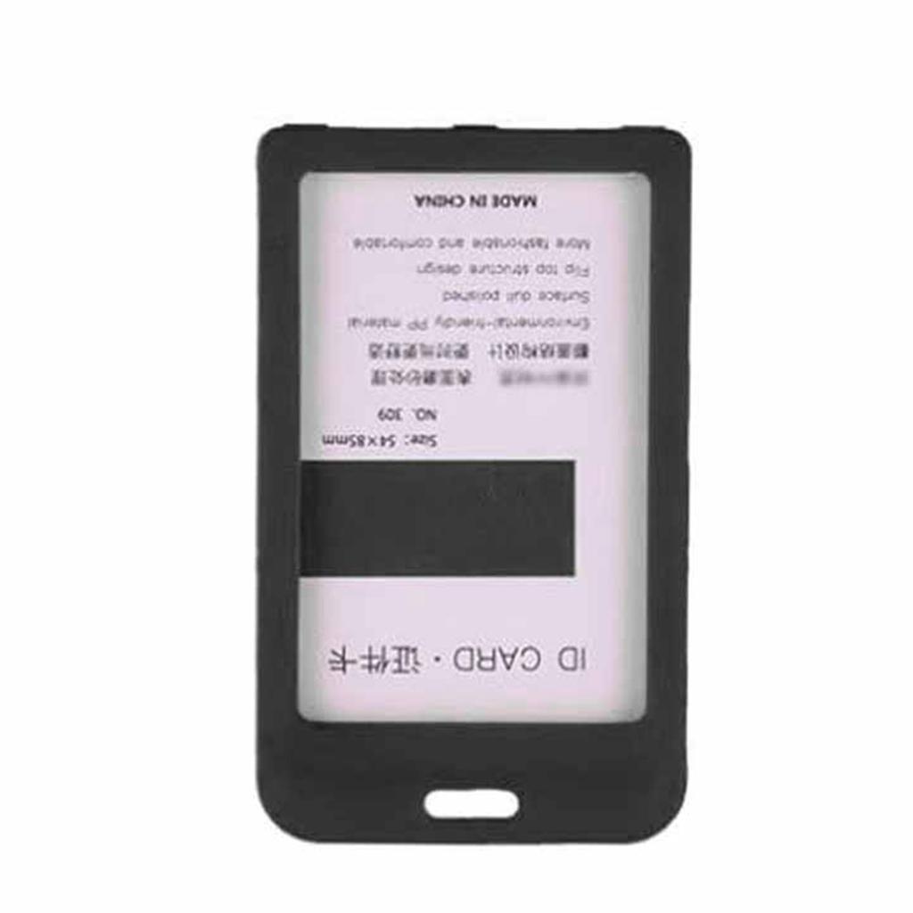 10PCS Clear ID Card Holders Plastic Rounded Corners Frosted Surface Removable Lanyard Black Edges