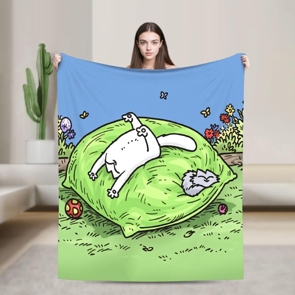 Simons Cat Cute Animal Anime Blanket Quality Warm Soft  Bedding Throws Winter Kids Outdoor Print Bedspread