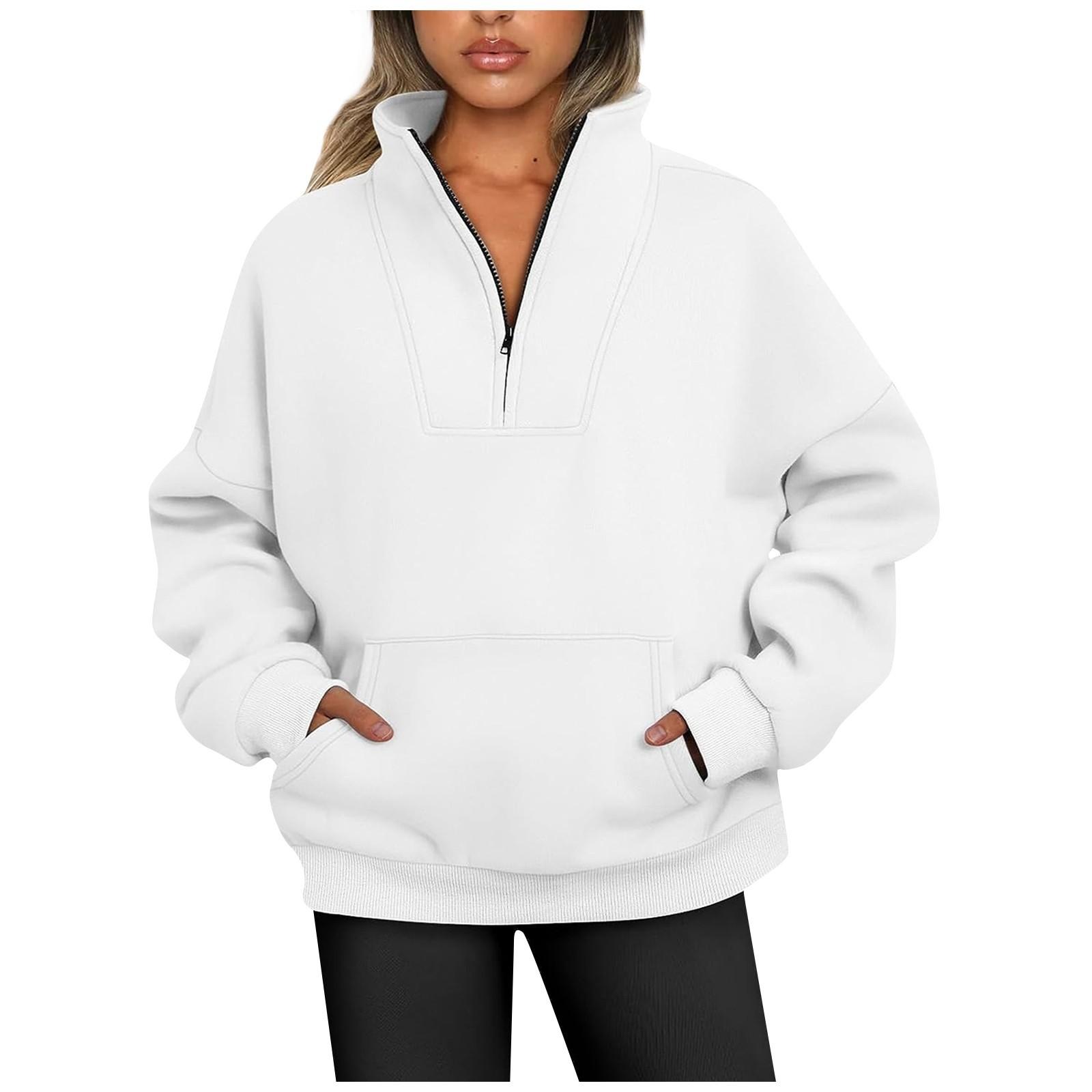 

Женский модный повседневный спортивный однотонный свитер с длинными рукавами L белый