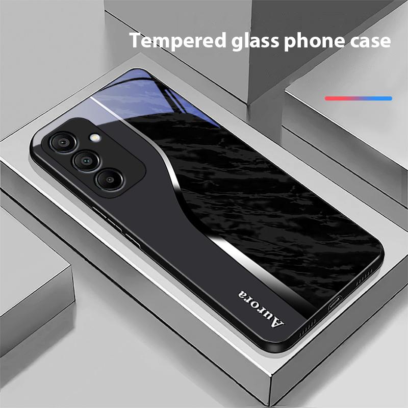 Fialový vzor vody Pro Samsung Galaxy A15 5G 54 4G 51 50 24 35 90 71 12 51 53 52S 80 22 34 Černý tvrzený skleněný kryt na telefon