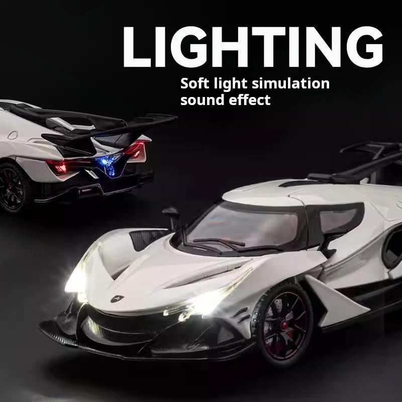 1/24 Scale Apollo IE Supercar Alloy Limousine Diecast Car Model Toy Sound Light Pull Back Kid Birthday Gift Collect Home Decorat